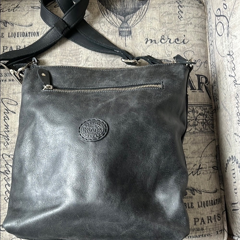 Roots new Leather messenger Crossbody Tote Bag - Black - Picture 4 of 8